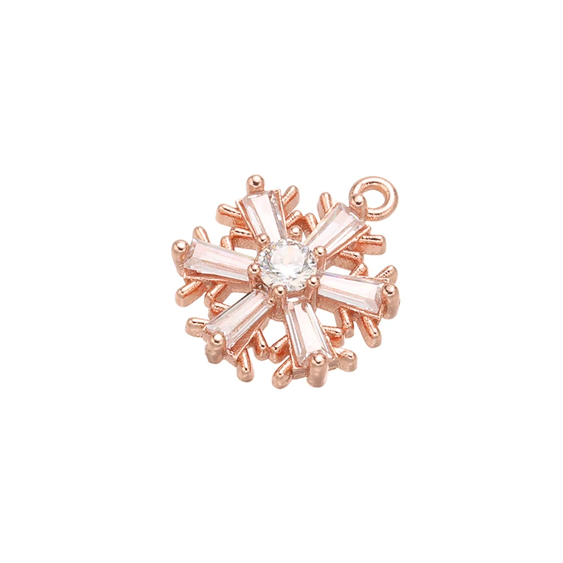 ZHUKOU 13x16.5mm brass crystal snowflake necklace pendant for women necklace jewelry accessories making findings model: VD646