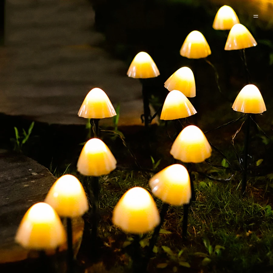 10/20/30PCS Mini Mushroom Solar String Light Outdoor Patio Pathway Landscape Fairy Light Courtyard Lawn Solar Ground Stakes Lamp