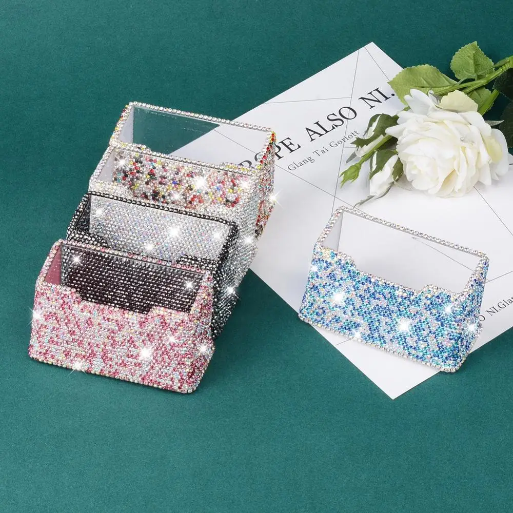 Business Name Card Holder Stand Organizer Storage Box Desktop Bling Accessories Card Display Pocket Case Holders