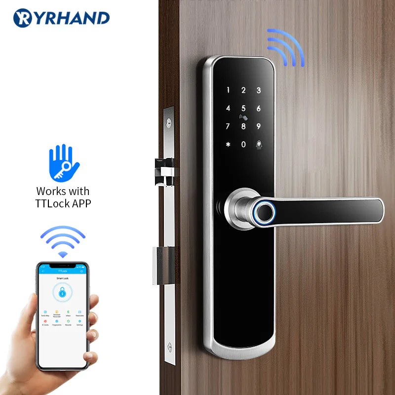 Bluetooth Fingerprint Door Lock TT Lock App Code Card Key Touch Screen Smart Door Lock Security Digital Electronic Lock For Home