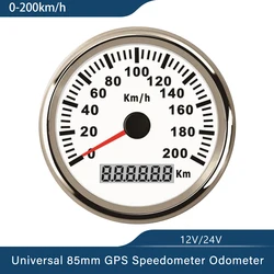 Waterproof Car Truck Boat Motor Auto 85mm GPS Speedometer Gauge 120km/h 200km/h Red Backlight 9-32V with GPS Antenna