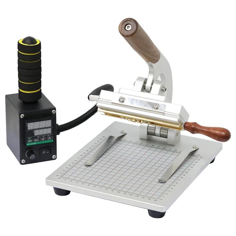 Table Type Leather LOGO Hot Stamping Machine T-slot Movable Letter Foil Stamping Paper Wood PVC Branding Press Logo Engraving