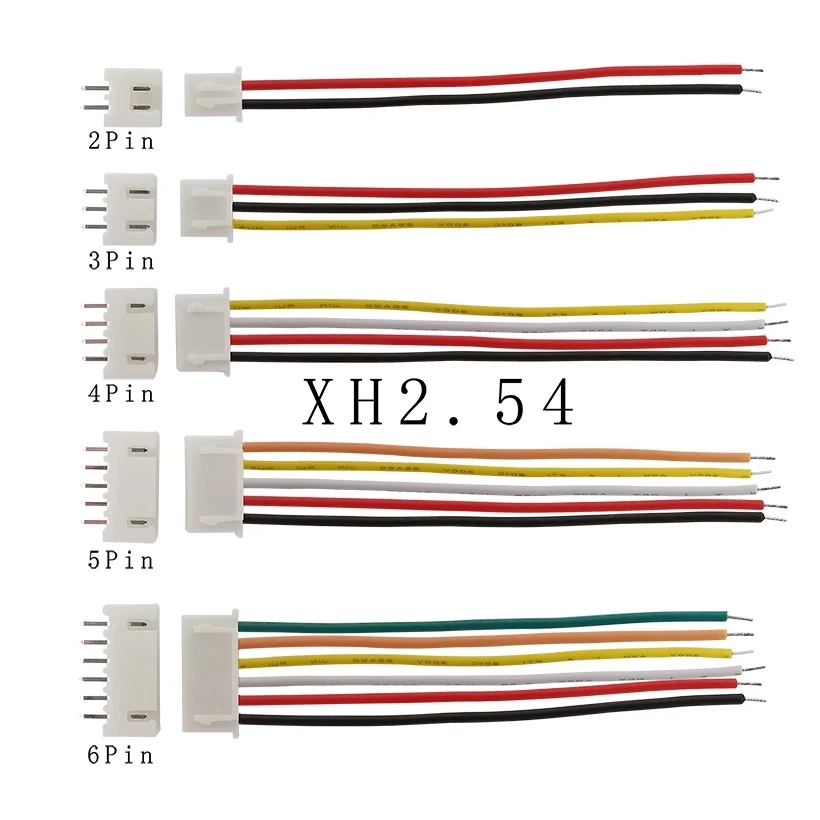 5Sets 20CM XH 2.54mm 2P 3P 4P 5P 6P 7P 8P 9P 10Pin Plug Terminals Cable Socket Connectors XH2.54 XH 2.54 JST Wire Connector