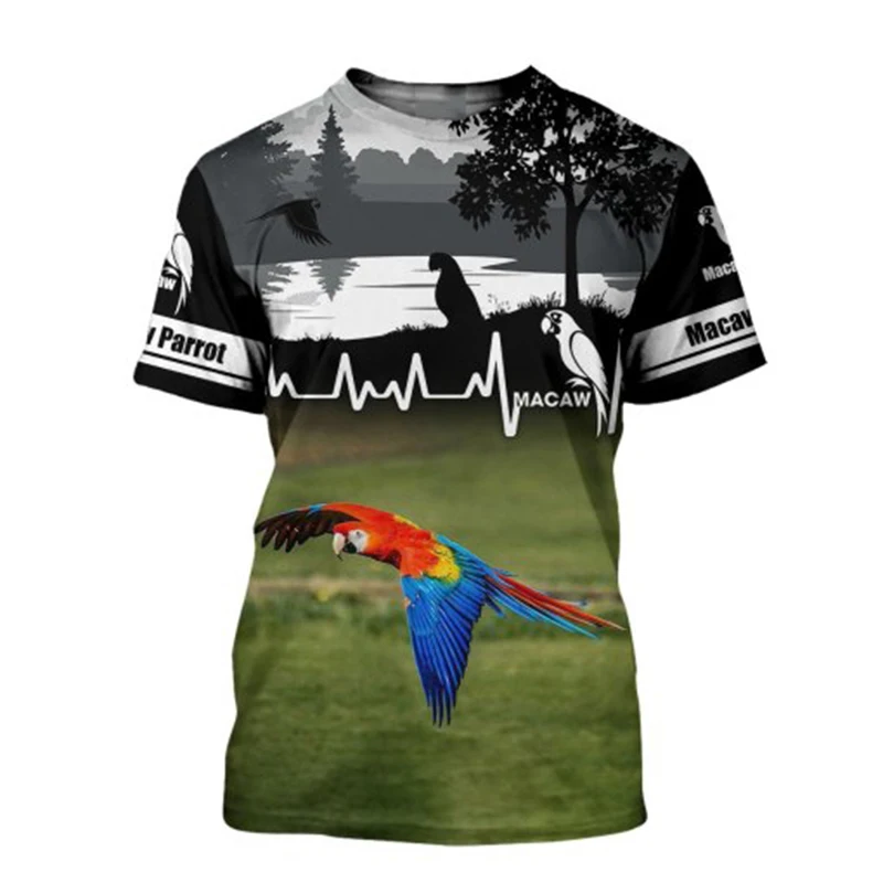 

2020 New Fashion Men hoodies 3D Print t shirt New Fashion Animal MACAW parrot bird t shirt tees shorts sleeve Apparel Unisex-3