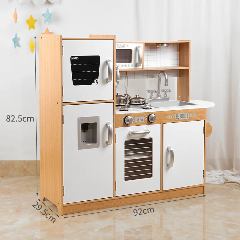 Large Children\'s Kitchen Refrigerator Integrated Simulation Kitchen Cooking Stove Children Washing Machine Play House Toy Set