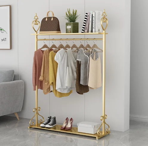 European clothing store hanger display rack floor type women's clothing store display middle island rack iron shelf