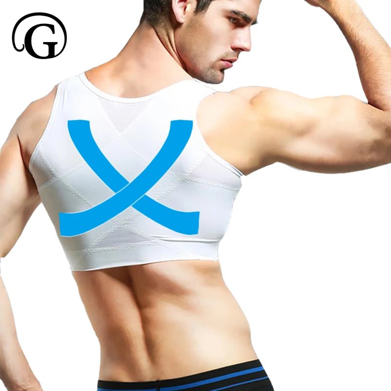 Men Gynecomastia Shaper Slimming Chest Corset Compression Body Building Sleeveless Tops Correct Posture 1219