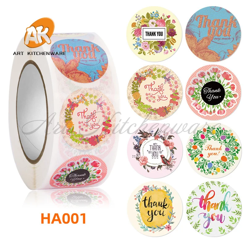 500pcs/Roll Thank You Paper Sticker Round Christmas Label Baking Pastry Tools Decorating Tool Cake Tools Kitchen Accessories