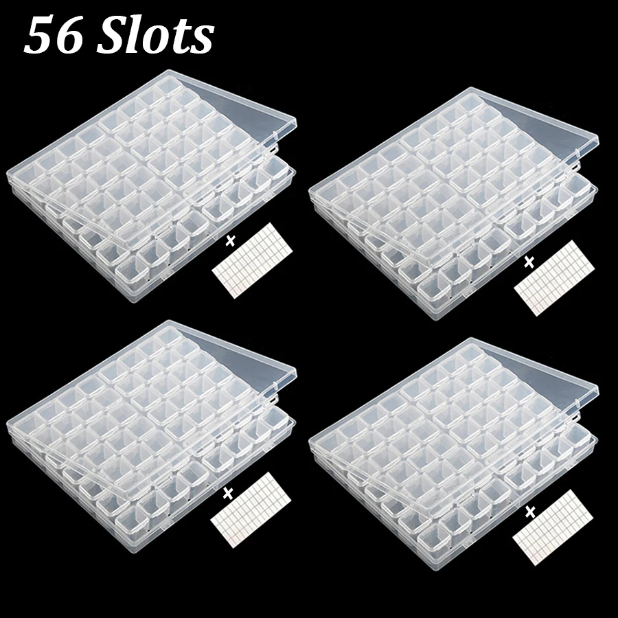 28/56 Grids Crystal Beads Storage Box Diamond Painting Kits Nail Art Rhinestone Toole Beads Storage Box Case Organizer Holder