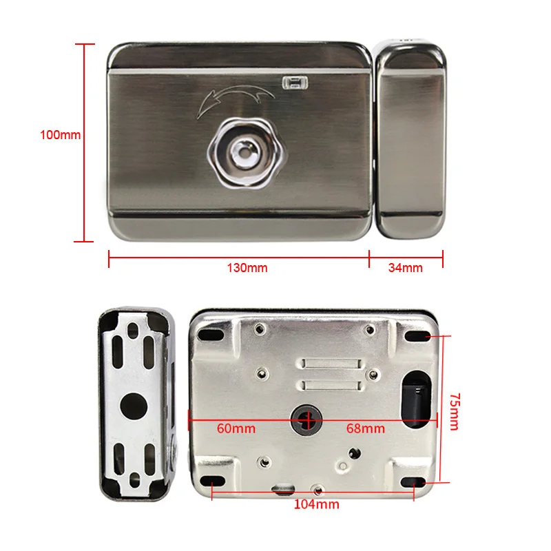 electric gate Lock 12V with Cylinder Locks for Gates with Solid Brass Hock Roll Iron Wooden Door Lock