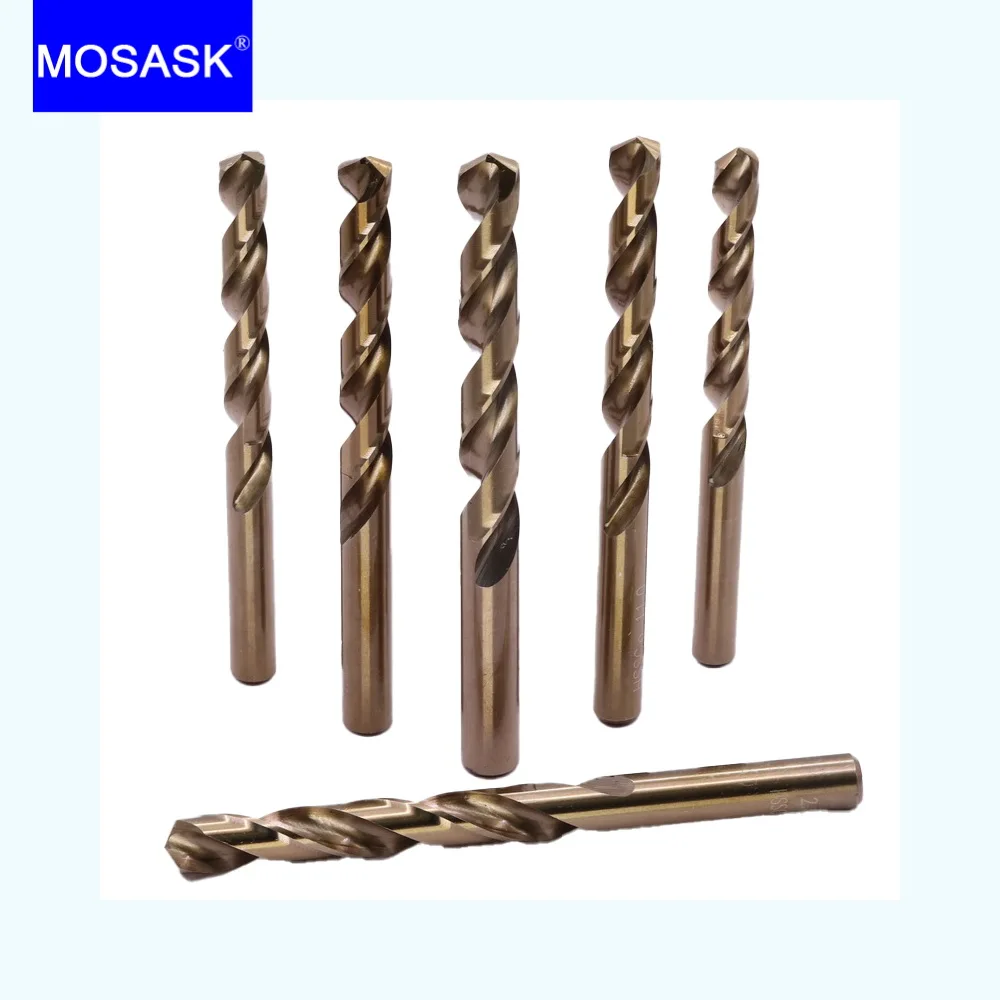 MOSASK HSS M35 stal szybkotnąca 1.0 - 13.0 MM powlekany kobaltem chwyt prosty standardowa długość zestaw wierteł CNC wiertarka