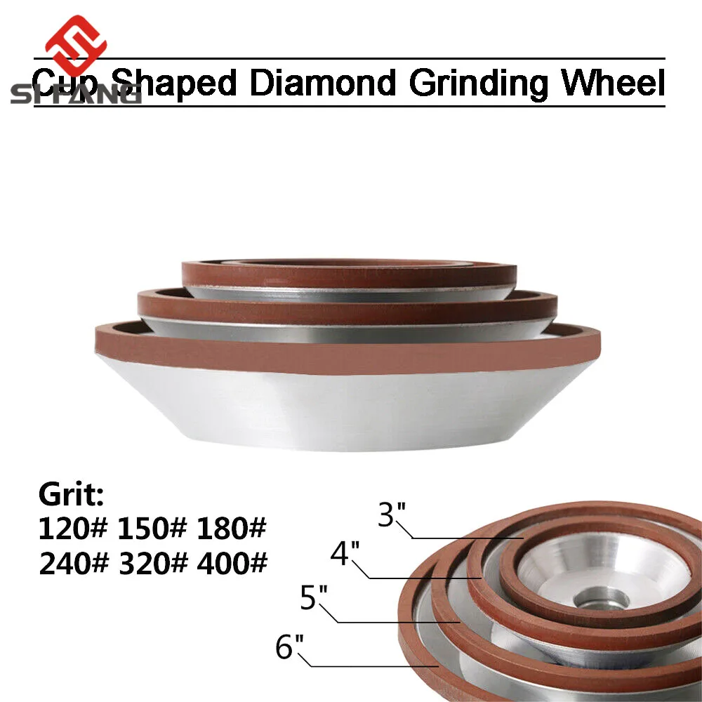 75/100/125/150mm Resin Diamond Grinding Wheel Cup Grinder Disc for Carbide Metal Angle Grinder Tool 120/150/180/240/320/400#