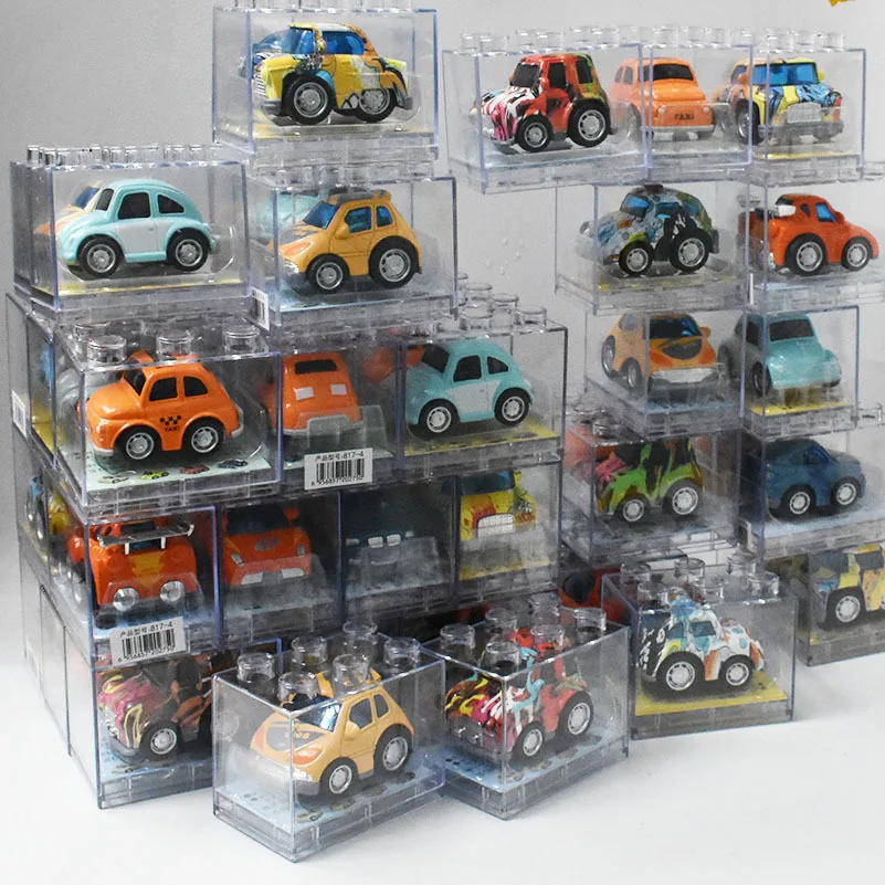 3Pcs/ A Lot Transparent Display Of Boxed Alloy Pull Back Simulation Car Model  Children Toys