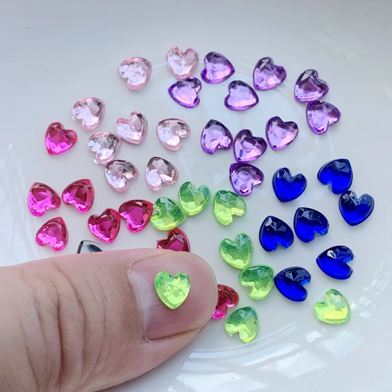 100pcs 6mm heart acrylic rhinestone for DIY jewelry making accessories nail art decorations pink ab rhinestones nail supplies