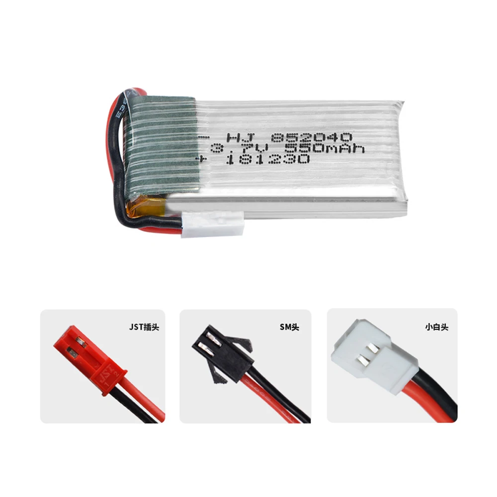 Batterie Lipo avec chargeur USB pour importateur quadricoptère RC, 3.7V, 550mAh, JXD 523, 523W, H43WH, 852040, 4 pièces