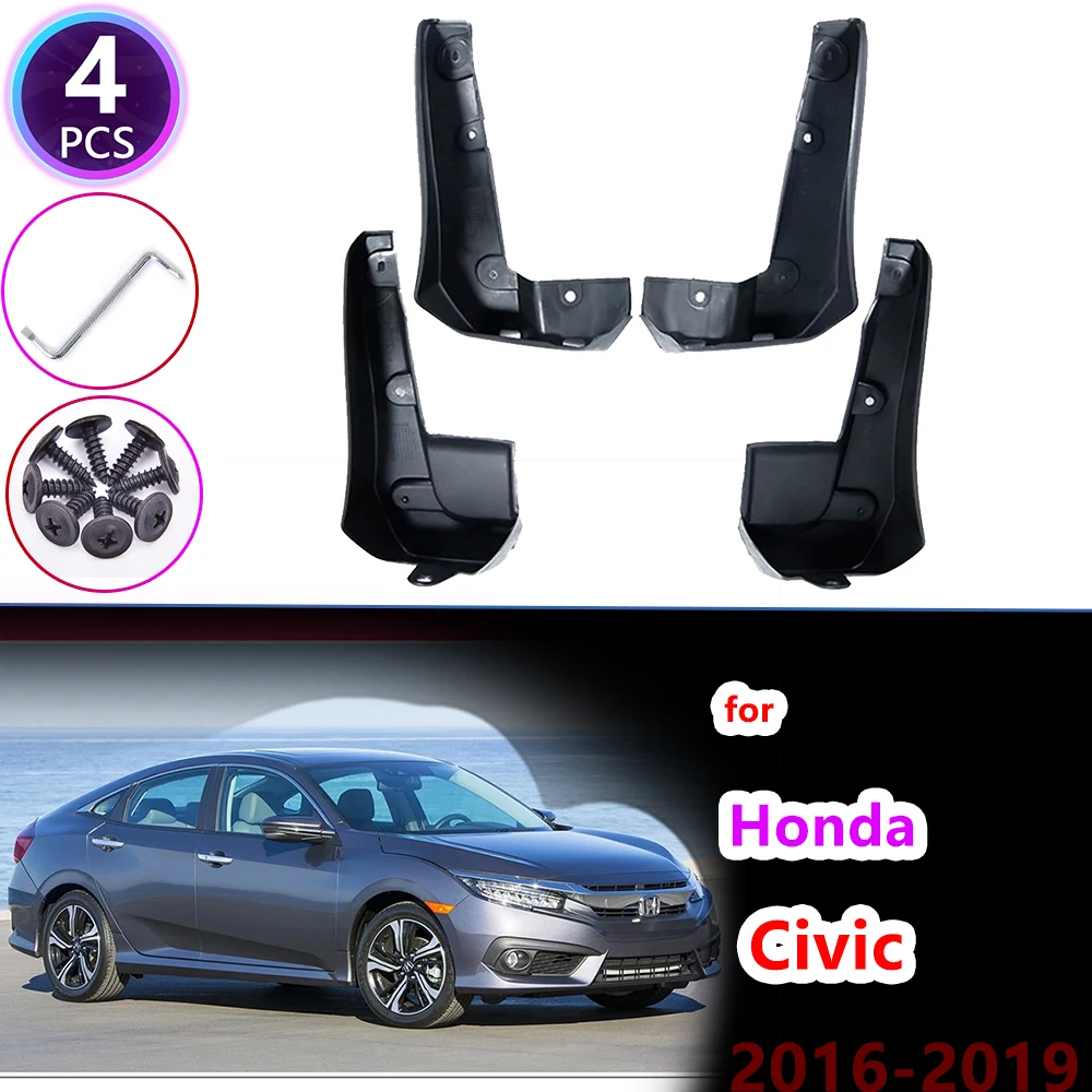 

4PCS Car Mudflap for Honda Civic 2016 2017 2018 2019 FC FC1 FC2 FC5 Fender Mud Flaps Guard Mudguard Splash Flap Accessories 10th