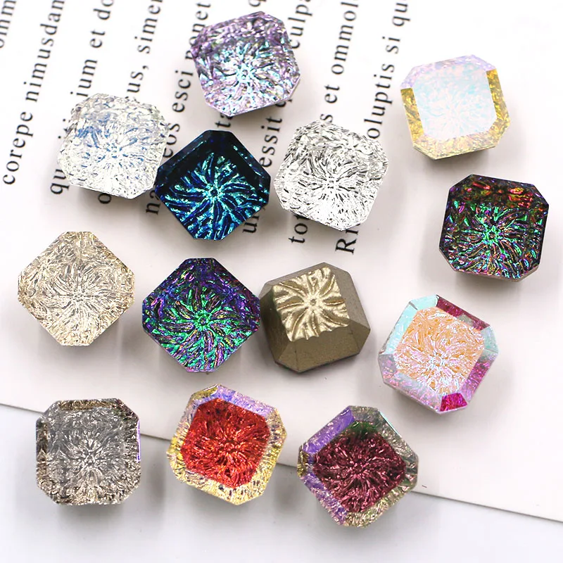 Nail Decoration High Quality Glass Pointback Stones Square Octagon Crystal Loose Rhinestones For Nail Art/Earrings/Necklaces