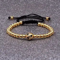 2021 Charm Bracelet Copper Gold Color Football Ball Braiding Adjustable Bracelet Friendship Bracelet Men Jewelry