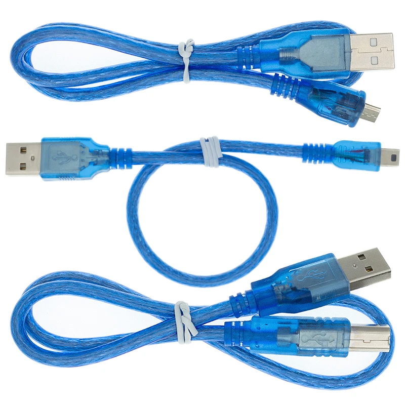 30CM USB Cable for Uno R3/Nano/MEGA/Leonardo/Pro Micro/DUE Blue High Quality A Type USB/Mini USB/Micro USB Cable For Arduino