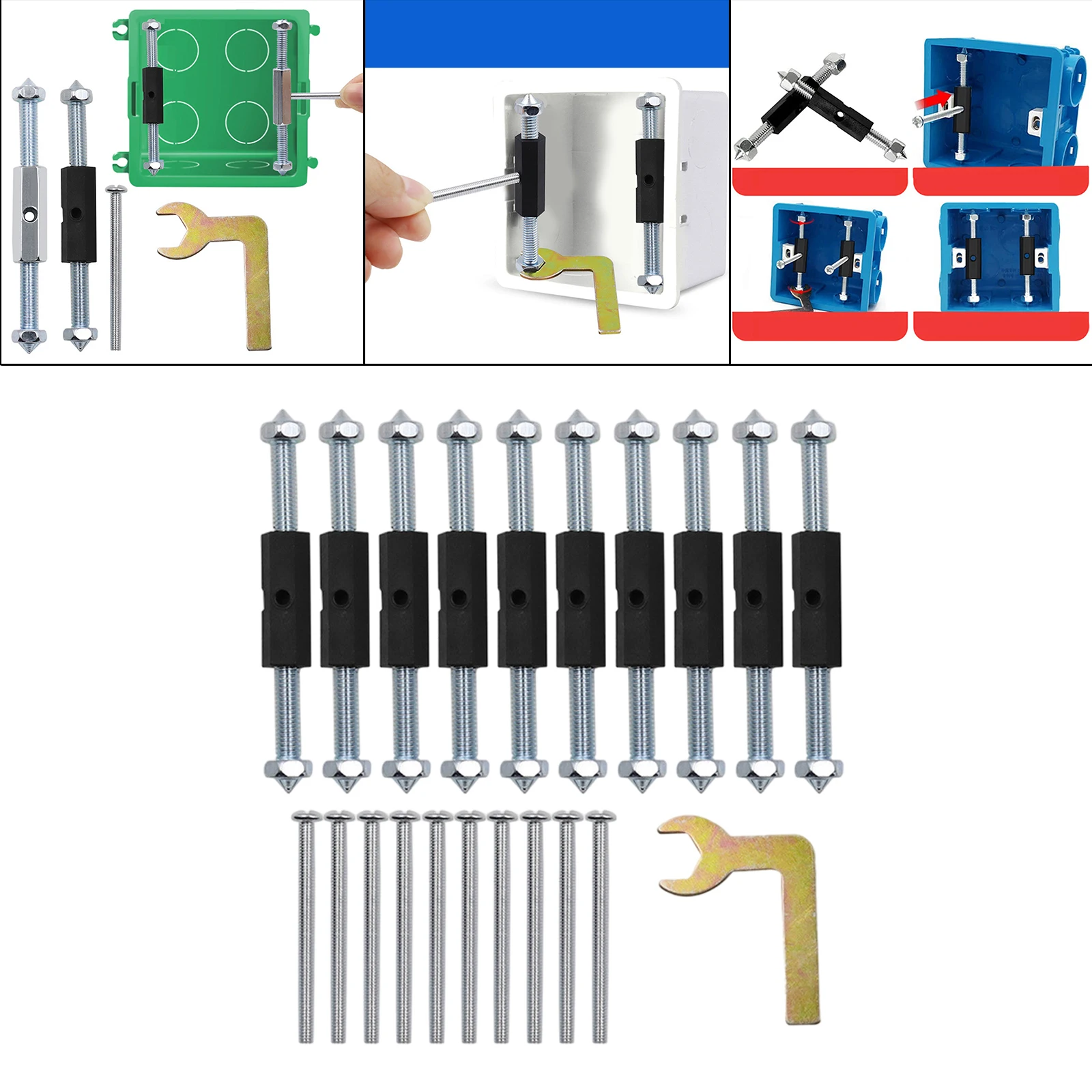 21 Pcs Kassette Schrauben Unterstützung Stange Kit, Reparatur Gerät, verhindern Lockerung Fixer Einstellbar für Wand Schalter Licht Schalter Buchse