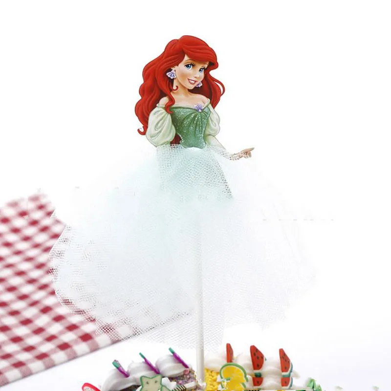 Disney Cake Topper Decoration Happy Birthday Party Snow white Cake Decor Frozen Elsa Birthay Supplies Ariel Sofia Princess Cake