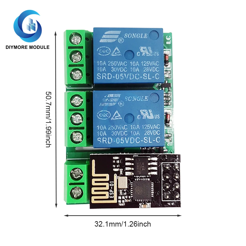 ESP8266 ESP-01/01S DC5V dual WIFI relay module WiFi module control mobile phone APP control suitable for DIY smart home