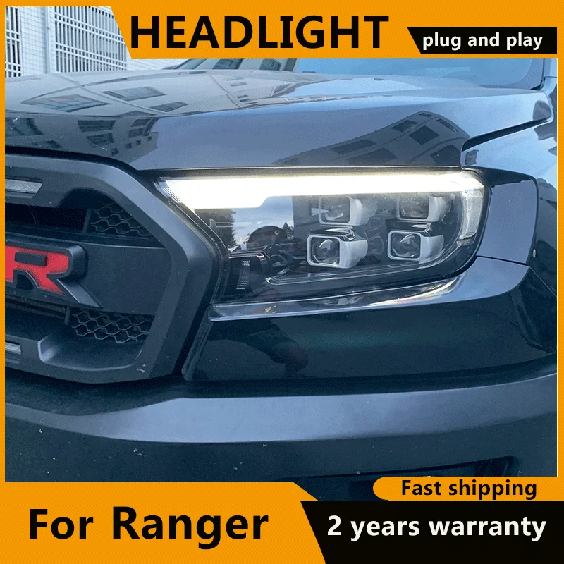 LED Headlights For Ford Ranger 2016-2020 Everest T6 FL T7 T8 Raptor 4 Projector Head lamp LED Headlight of Dynamic turn signal