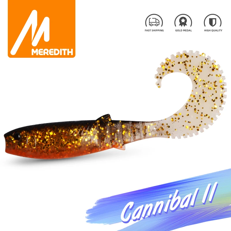 MEREDITH Cannibal Curved Tail Soft Fishing Lures Shad Lure 110mm 8.2g 5pcs Berserk Sea Fishing Bass Decoy For Fishing Pike