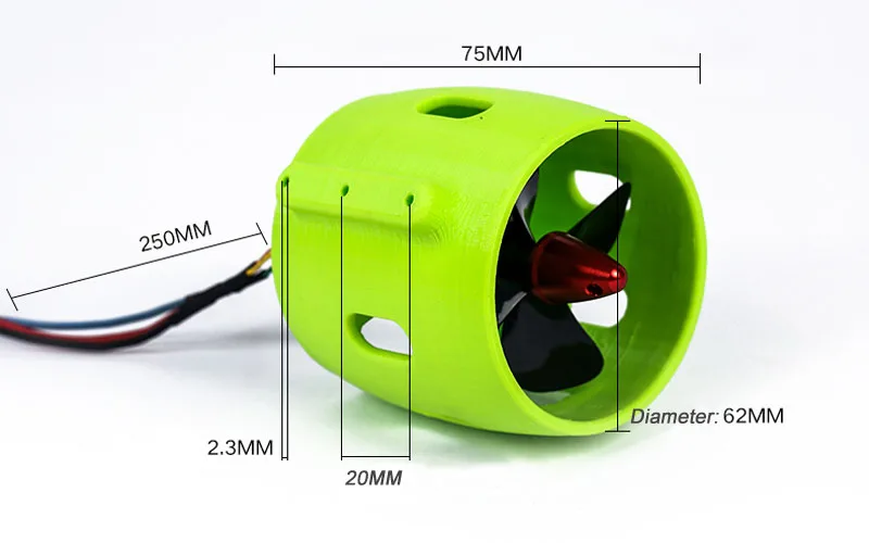 Propulsor submarino sin escobillas, Motor de propulsión de 4 aspas, 12V, 24V, 20A, 30-200W, piezas para bricolaje ROV Robot modelo de barco, 1 unidad