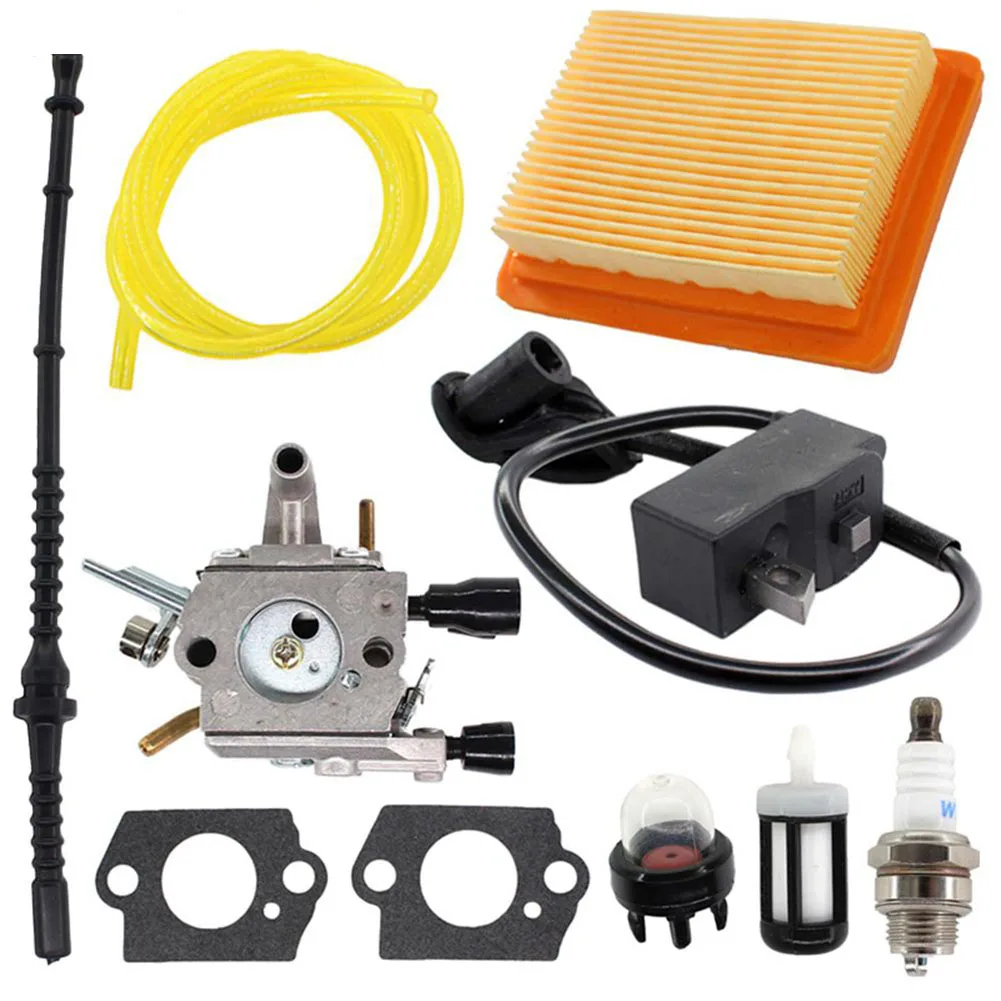 One set Kit Carburetor For Stihl FS120 FS200 FS250 FS250R FS300 FS350 Trimmer Brushcutter Ignition with Coil for Stihl 4134 400