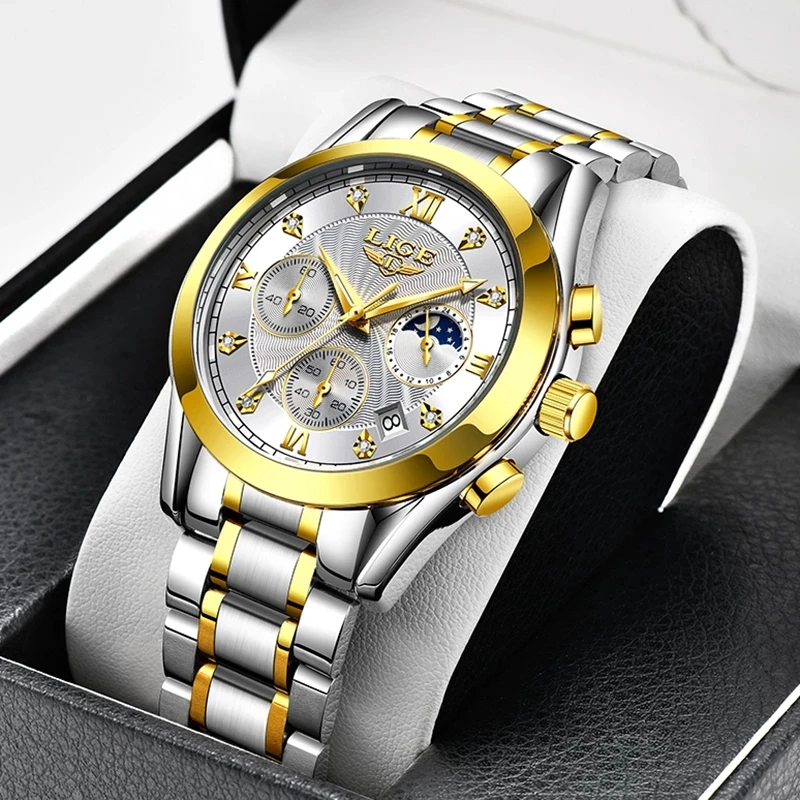 LIGE New Creative Watches Ladies Top Brand Luxury Stainless Steel Waterproof Women Bracelet Watch Fashion Gold Clock Feminino