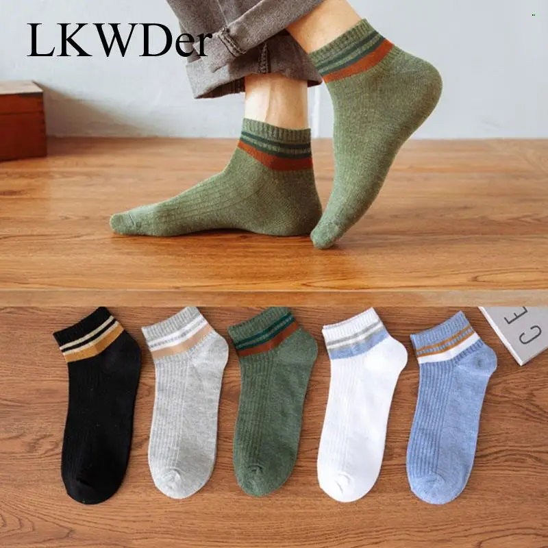 5 Pairs/lot Summer Fashion Breathable Boat Socks Quality Cotton Men Short Ankle Socks Casual Man Socks Male Meias Hombre