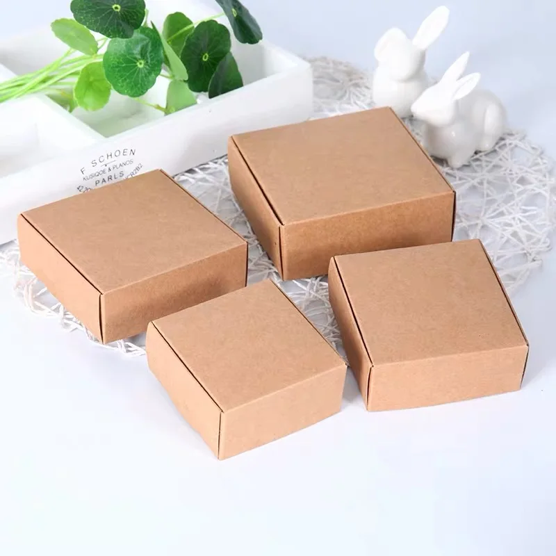 Cajas de Regalo pequeñas de papel Kraft, caja de cartón para embalaje de joyería, color blanco, marrón y negro, 10 piezas, gran oferta