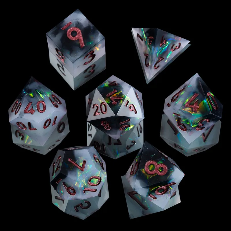 MINI PLANET Galaxy Series Handmade Dice With Sharp Edges Polyhedral Resin DND Dice Set for TRPG Desktop Games D&D Accessories