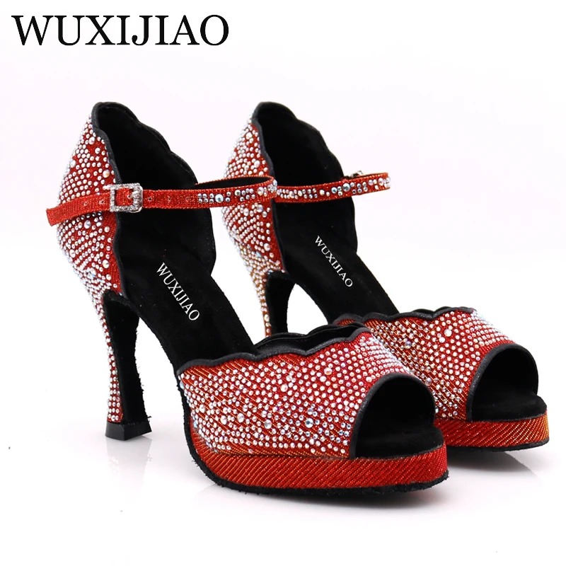 WUXIJIAO-Chaussures de danse souples pour salle de Rh, bas latins, rouge et doré, flash, Bushasha, Kizomba, tango, nouveau