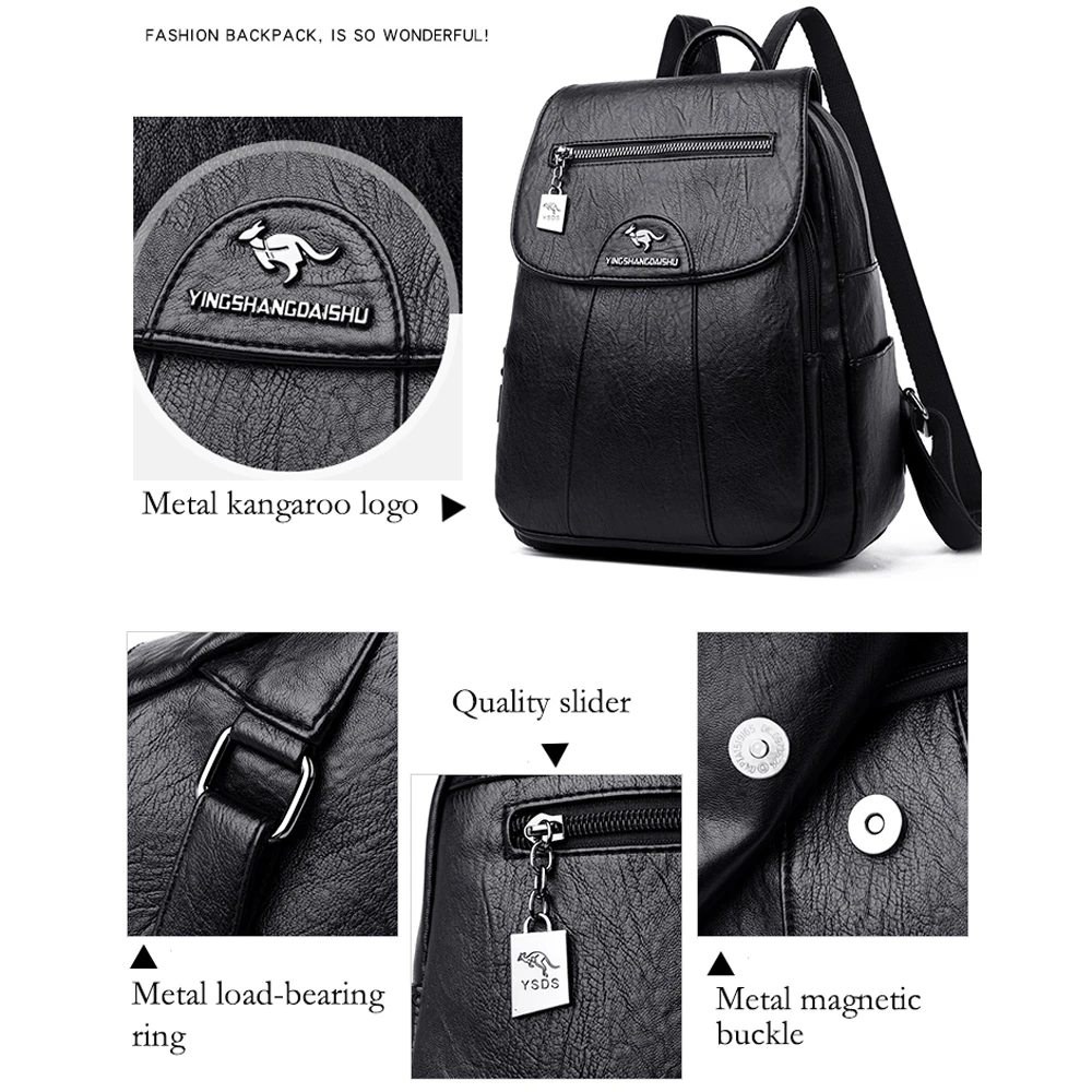 9 Color Women Soft Leather Backpacks Vintage Female Shoulder Bags Sac a Dos Casual Travel Ladies Bagpack Mochilas School Bags