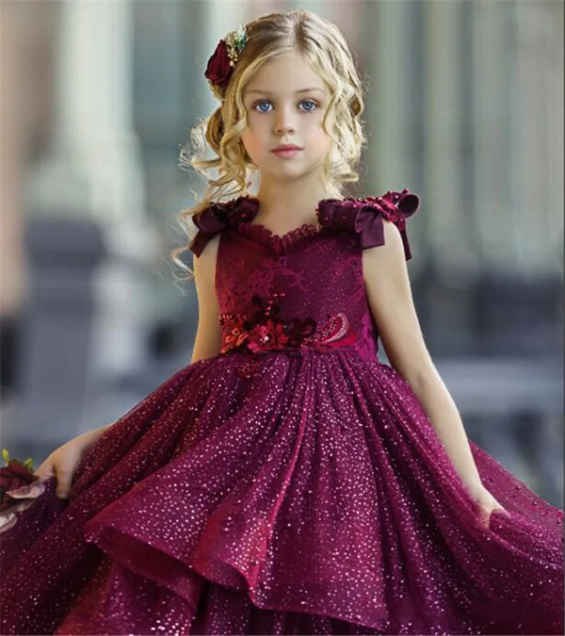 Vestidos de flores encantadoras a la moda para niñas, apliques de encaje, ropa Formal para niños, vestidos de Desfile De Cumpleaños sin espalda hechos a medida