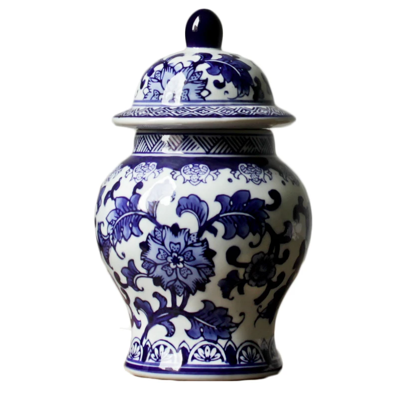 

Jingdezhen porcelain hand painted blue and white porcelain general tank new Chinese decoration classical home study decoration