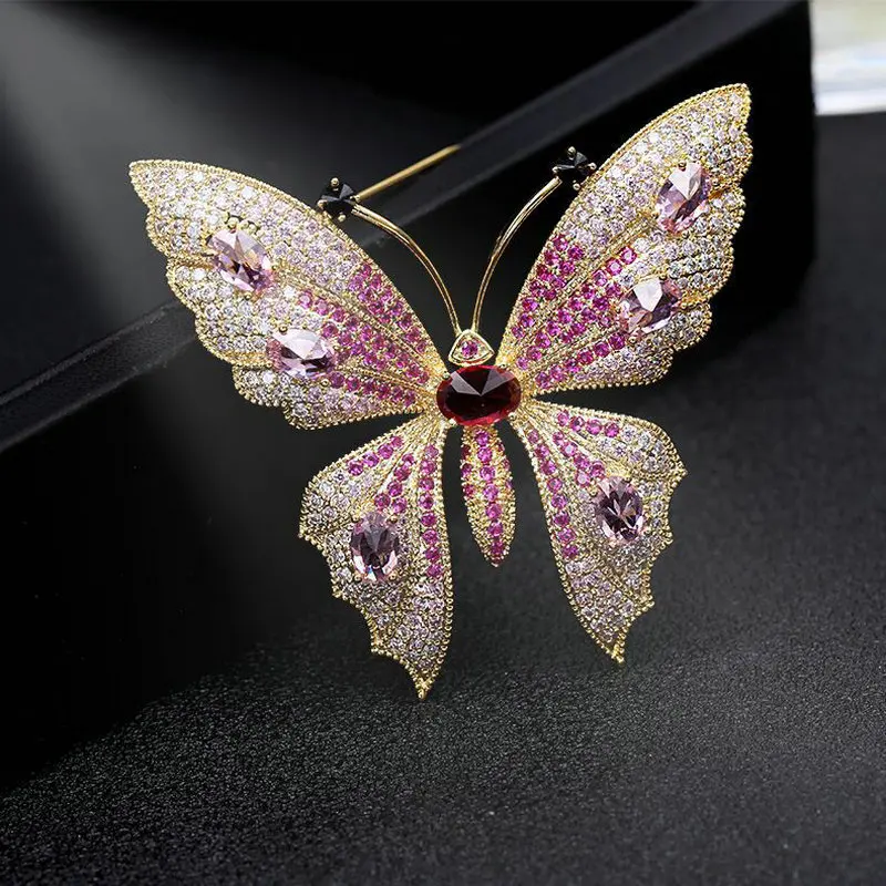 

1pc Full-Jewelled CZ Butterfly Brooch Pin Luxury Elegant Brooches Romantic Clothes Accessories for Woman Gift