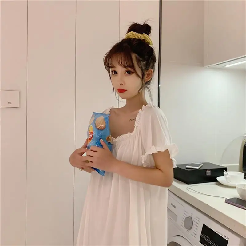 Nightgowns Women Fashion Pure Summer Sweet Soft Short Sleeve Mini Sleepshirts Chic Nighty for Ladies Princess New Homewear