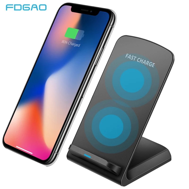 FDGAO 20W Quick Wireless Charger For Samsung S21 S20 S10 Note 20 Fast Charging Stand Dock For iPhone 14 13 12 11 Pro XS XR X 8