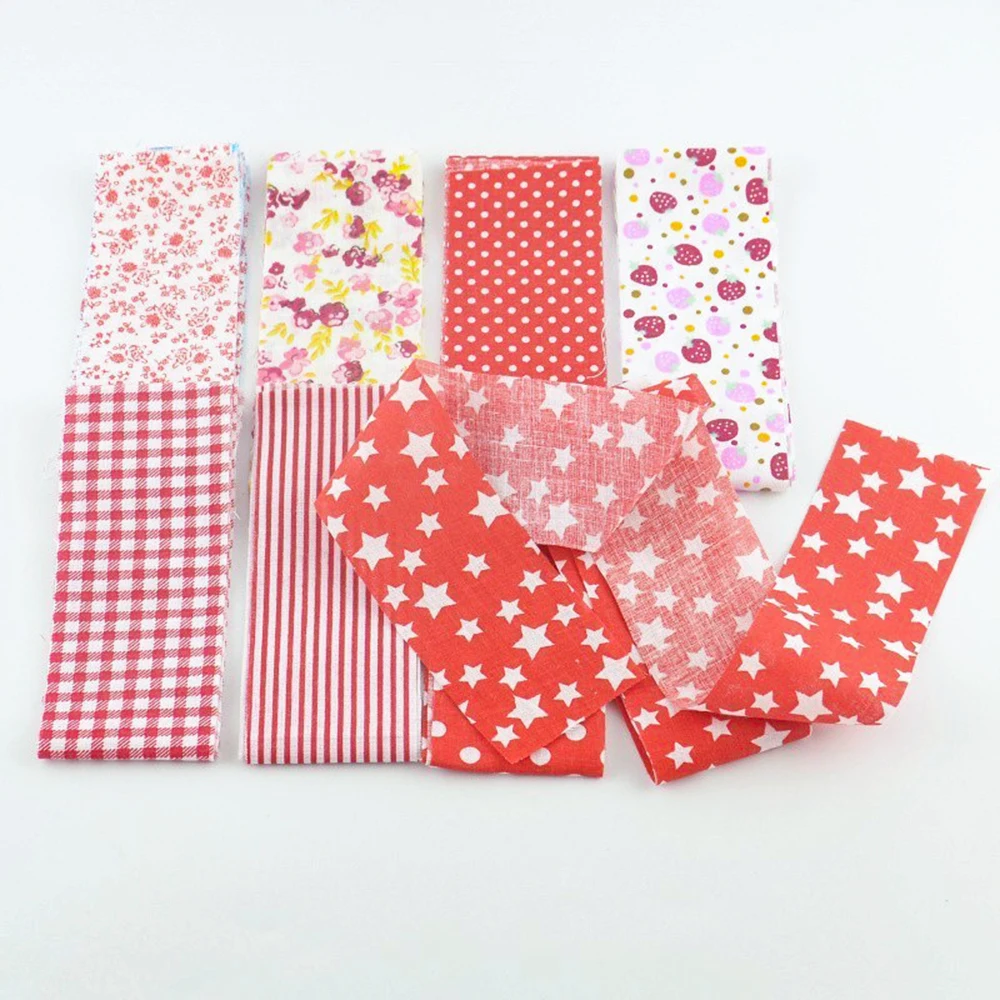 New Arrivals 100% Cotton 8 PCS/Lot Jelly Roll Sewing Textile Red Sets Fabric Strips 5cmx100cm Tildas Quilting Doll\'s Cloths