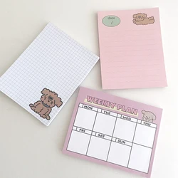 50 Sheets Kawaii Dog Weekly Daily Plan Memo Pad Korean Stationery N Times Non Sticky Notes Portable Notepad School Office Supply