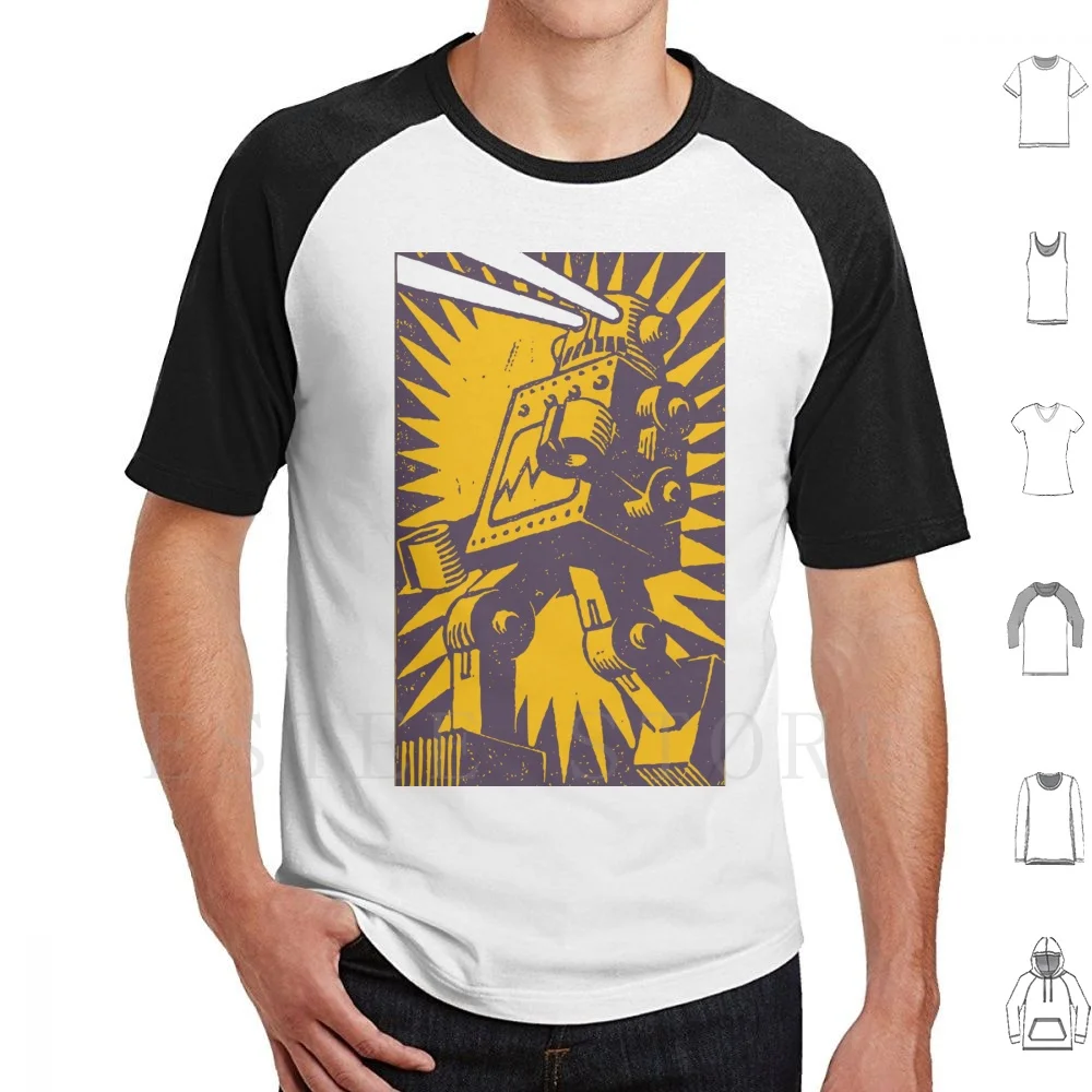 Purple Robot T Shirt DIY Big Size 100% Cotton Retro Robot Tbbt Robots 50s 1960s Tin Toys Japanese Toys Mobile Suit Vintage Sci