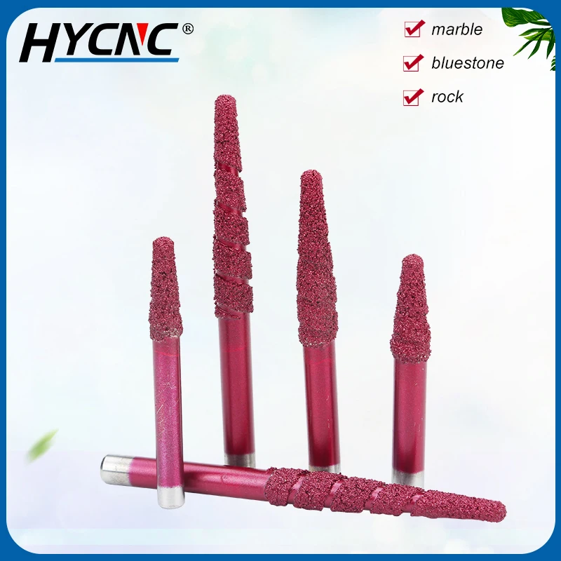 หิน Sintered Diamond เครื่องกัดเจาะเรียวหัวแบนด้านล่าง Cnc Router แกะสลักหินอ่อนหินแกรนิตมีดแกะสลัก