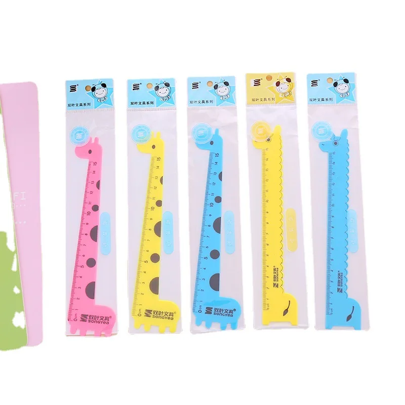 Free Shipping 15cm Rulers Children Student Cartoon Animal Giraffe student Ruler for Drawing and Math Class manufacturer