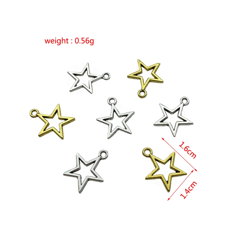 JunKang Alloy Mini Hollow Five-Pointed Star Pendant DIY Jewelry Amulet Crafts Making Beaded Bracelet Supplies Accessories