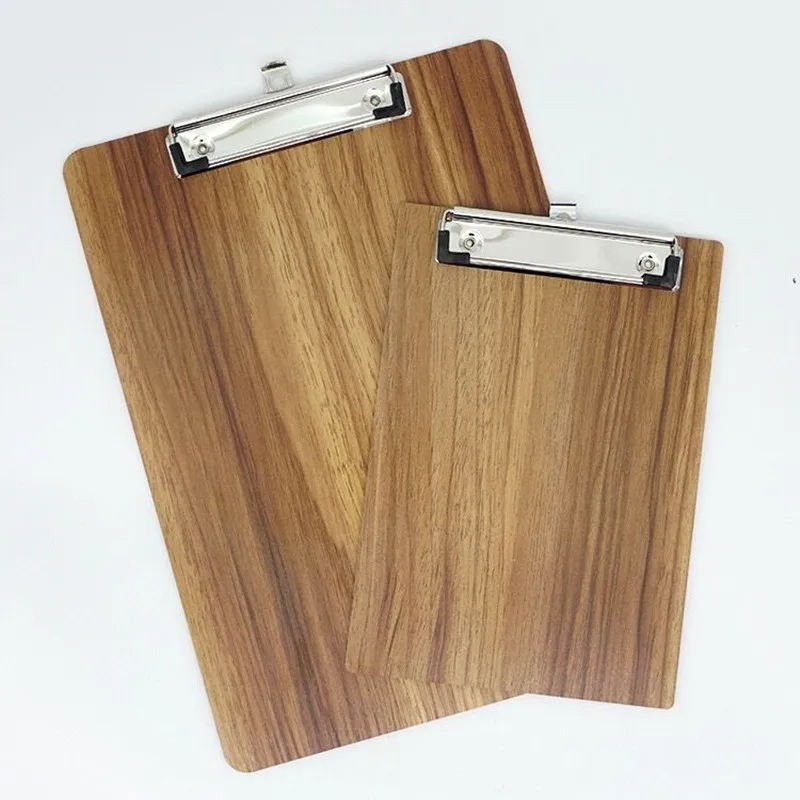 Portapapeles de madera A4 para menú, tablero de escritura con Clip de papel, tamaño de carta, para restaurante, cafetería, menú o recibo