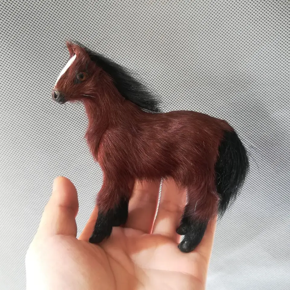 

brown horse mini 12x10cm hard model plastic&furs simulation horse handicraft,home decoration toy Xmas gift b0485