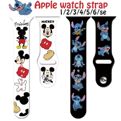 Mickey Stitch Strap Watch band 12 3 4 5 6 se Silicone smartwatch watchband bracelet iWatch 40mm 38mm 42mm 44 mm band